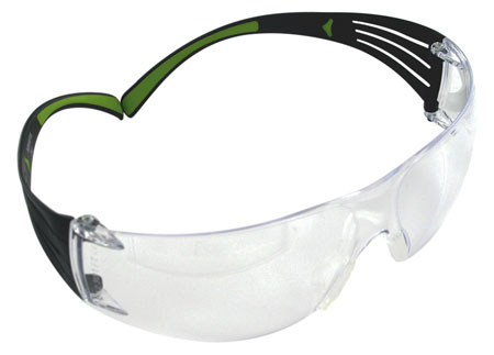 Peltor Sport SecureFit 400 Adult Wraparound Safety Glasses Clear Polycarbonate Lens Black Frame