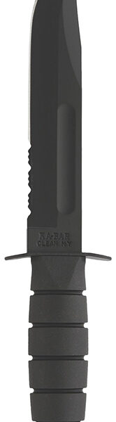 Ka-Bar 1212 Fighting/Utility  7" Fixed Clip Point Part Serrated Black 1095 Cro-Van Blade, Black Kraton G Handle, Includes Sheath