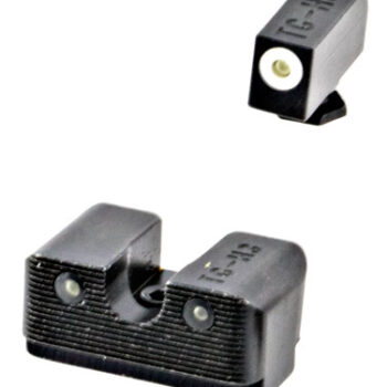 TruGlo Tritium Pro Low Sight Set for Glock Black Nitride Fortress Frame, White Outline Tritium Front and Green Tritium Rear, Compatible with Most Glock Models Except MOS