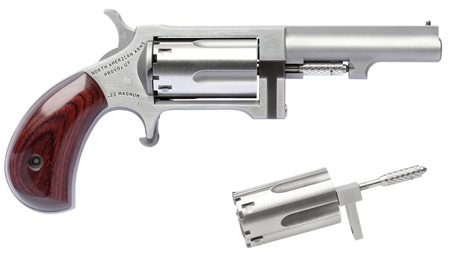 North American Arms Sidewinder .22 LR/.22 WMR Revolver - 2.5" Barrel 5-Round Cylinder Stainless Steel Rosewood Grip