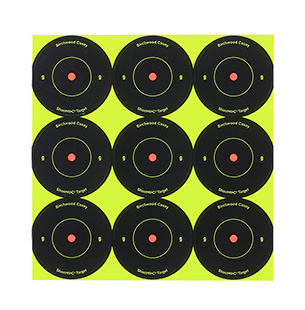 Air Rifle/Rifle Target - Birchwood Casey Shoot-N-C Reactive Self-Adhesive Paper 12-Pack 9-Inch Black/Yellow Bullseye with Pasters