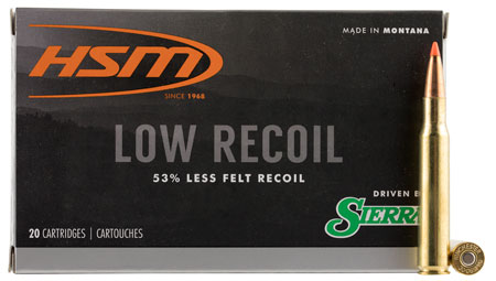 HSM Low Recoil .30-06 Springfield Ammunition - 150 gr Orange Polymer Tip, 20 Per Box, 20 Cases