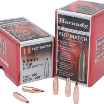 Hornady 26100 ELD Match  6.5mm .264 100 gr Extremely Low Drag Match 100 Per Box/ 25 Case
