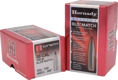 Hornady 30313 ELD Match 30 Cal .308 155 gr Extremely Low Drag Match 100 Per Box/ 15 Case 3 Hornady 30313 ELD Match 30 Cal .308 155 gr Extremely Low Drag Match 100 Per Box/ 15 Case