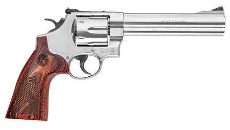 Smith & Wesson Model 629 Deluxe .44 Rem Mag/.44 S&W Special 6.5" Stainless Steel Barrel, 6-Round Cylinder, Satin Stainless Steel N-Frame, Textured Wood Grip