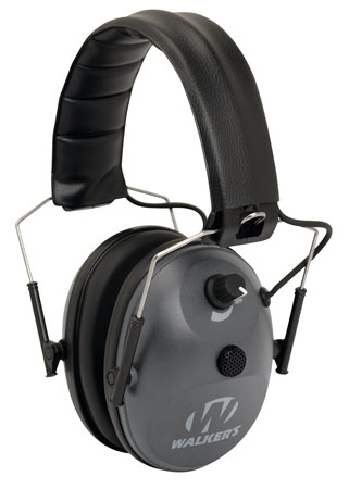 Walker's Game Ear Power Muff Single Mic Over-the-Head Electronic Ear Muff 24dB Noise Reduction Gray/Black Polymer