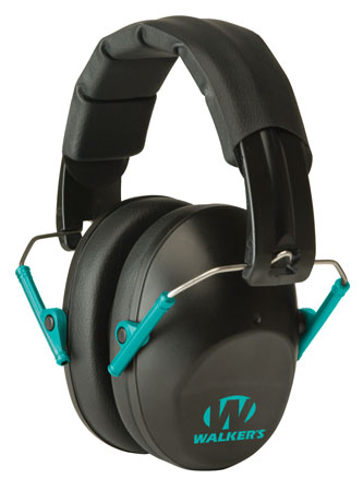 Walker's Pro Low Profile Passive 22dB Over-the-Head Earmuff Black/Teal Polymer