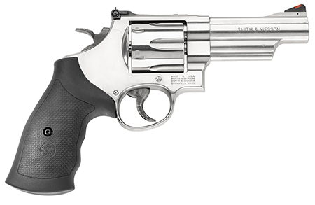 Smith & Wesson Model 629 N-Frame .44 S&W Special/.44 Rem Mag 4.12" 6-Round Revolver, Stainless Steel Barrel, Stainless Cylinder, Steel Frame, Black Finger Groove Grip, Internal Lock Safety, Exposed Hammer