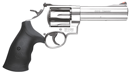 Smith & Wesson Model 629 Classic .44 Rem Mag/.44 S&W Special 5" Barrel, 6-Round Cylinder, Satin Stainless Steel N-Frame, Red Ramp Front Sight, White Outline Rear Sight