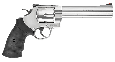 Smith & Wesson Model 629 Classic .44 Rem Mag/.44 S&W Special 6.5" Stainless Steel Barrel, 6-Round Cylinder, Satin Stainless Steel N-Frame, Red Ramp Front Sight, White Outline Rear Sight