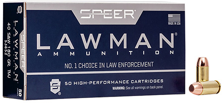 Speer Lawman 40 S&W 180gr TMJ Handgun Ammunition 50 Rounds