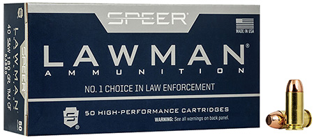 Speer Lawman 40 S&W 180gr TMJ RN Ammunition 50 Rounds Per Box