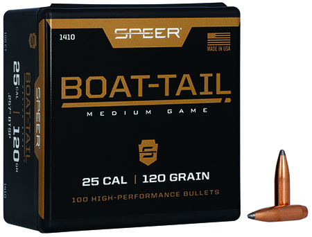 Speer Bullets 25 Caliber 120 Grain Jacketed Soft Point Boat-Tail 100 Count