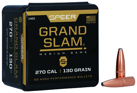 Speer 270 Winchester 130gr Soft Point Rifle Ammunition Grand Slam 1465 FPS 50 Rounds