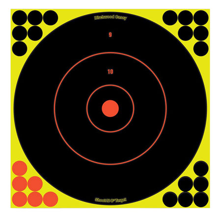 Birchwood Casey Shoot-N-C Self-Adhesive Reactive Paper Target for Muzzleloaders and Shotguns - 12" Bullseye 200+ Yards Black/Yellow 12 Pack