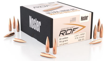 Nosler 53066 RDF Match 22Cal 70gr Hollow Point Boat Tail 100/Box