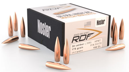 Nosler 53170 RDF Match 30Cal 175gr Hollow Point Boat Tail 100/Box