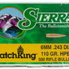 Sierra 1575C MatchKing 6mm 110gr Hollow Point Boat Tail 500/Box 2 30557