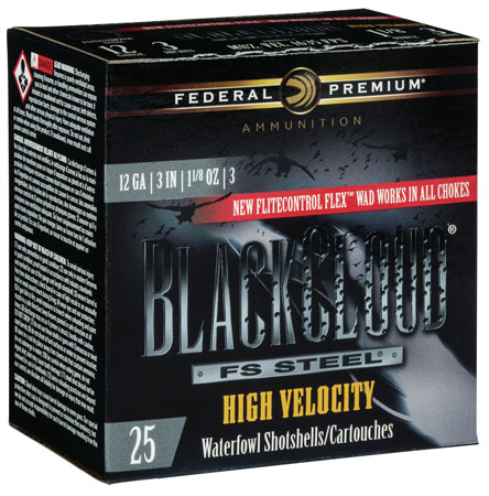 Remington Make Model 12 Gauge 3" 1-1/8 oz. 3 Shot 25 Rounds/Box Black Cloud FS High Velocity Shotgun Ammunition 3 Remington Make Model 12 Gauge 3" 1-1/8 oz. 3 Shot 25 Rounds/Box Black Cloud FS High Velocity Shotgun Ammunition