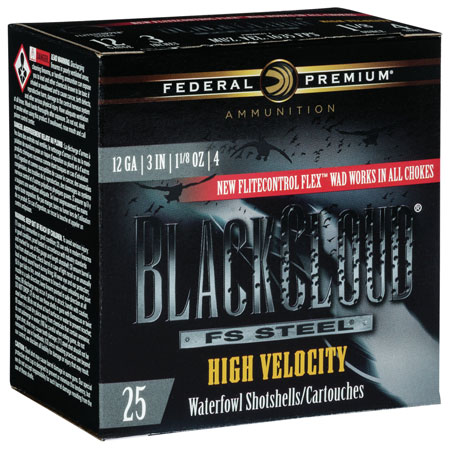 Federal Black Cloud FS High Velocity 12 Gauge 3" 1-1/8 oz 4 Shot Shotgun Shells 3 Federal Black Cloud FS High Velocity 12 Gauge 3" 1-1/8 oz 4 Shot Shotgun Shells