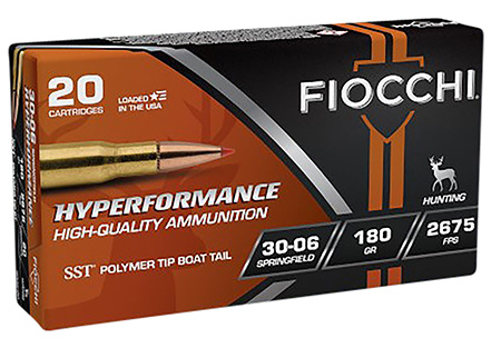 Fiocchi 30-06 Springfield 180gr Hunting Ammo Super Shock Tip Bullets