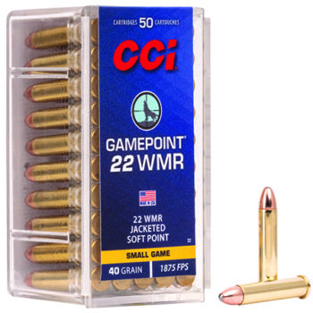 CCI 0022 Gamepoint 22 Winchester Mag Rimfire (22WMR) 40 Grain Jacketed Soft Point Ammunition 50 Rounds