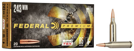 Federal Premium .243 Winchester 85gr Barnes TSX Ammunition 20 Rounds Per Box