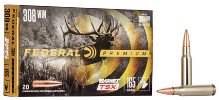 Federal Premium .308 Winchester 165gr Barnes TSX Rifle Ammunition 20 Rounds Per Box