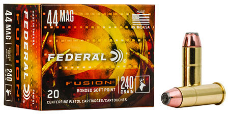 Federal Fusion Handgun Ammunition 44 Remington Mag 240gr Soft Point 20rds Box