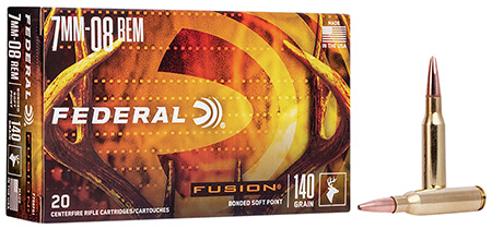 Federal Fusion 7mm-08 Remington 140gr Bonded Soft Point Rifle Ammunition 20 Rounds