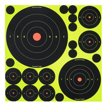Birchwood Casey Shoot-N-C Reactive Self-Adhesive Paper Targets Black/Yellow 200+ Yards Bullseye Variety Pack 50 Targets