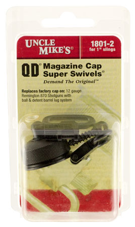 Uncle Mike's Mag Cap Swivel Set made of Steel with Blued Finish 1" Loop Size & Quick Detach Style for 12 Gauge Remington 870 & 870 Youth Shotguns Includes Two Super Swivels
