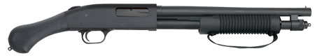 Mossberg 590 Shockwave 20 Gauge Pump-Action Shotgun 14.375" Heavy Barrel Blued Finish Dual Extractors Drilled Tapped Receiver Corncob Forend Strap Raptor Grip