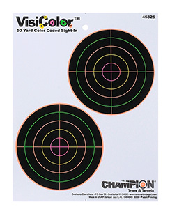 NRA Shotgun Targets VisiColor Double Bullseye Paper Self-Adhesive 5 Inch 8.5x11 Multi-Color Pack of 10