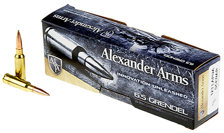 Alexander Arms Lapua Scenar 6.5 Grendel Ammunition - 123gr Boat Tail Open Tip Match, 20 Per Box, 10 Cases
