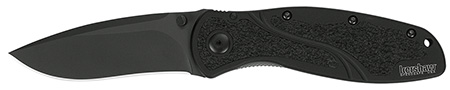 Kershaw 1670BLK Blur  3.40" Folding Drop Point w/Recurve Plain Black DLC 14C28N Steel Blade Black Anodized Aluminum Handle Includes Pocket Clip