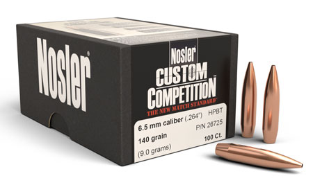 Nosler 26725 Custom Competition 6.5Creedmoor 140gr Hollow Point Boat Tail 100/Box