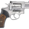 Ruger GP100 Small Frame .357 Mag 2.5" 7-Shot Revolver, Satin Stainless Steel Barrel, Satin Stainless Cylinder, Satin Stainless Steel Frame, Black Rubber Grip with Wood Insert, Exposed Hammer 1 48994