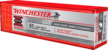 Winchester 22LR Super X Super Speed Round Nose Copper Plated Ammunition 40gr 100 Rounds per Box 20