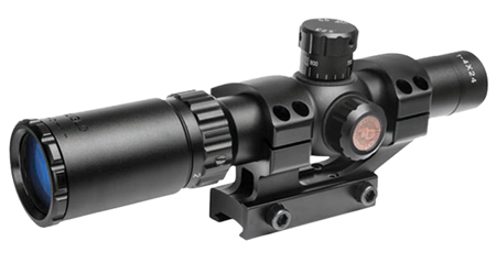 Truglo TG8514BT Tru-Brite 1-4x24mm Wide FOV Duplex Mil-Dot Rifle Scope 30mm Tube Black