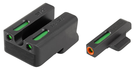 TruGlo TFX Pro Night Sights for Pistol - Front: Tritium/Fiber Optic Black with Green Rings and Orange Outline Rear: Tritium/Fiber Optic Green