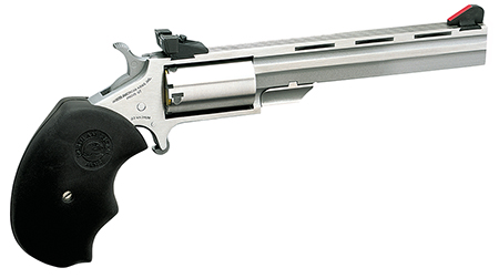 North American Arms Mini-Master 22 WMR 5-Shot Revolver 4" Barrel Stainless Steel Rubber Grip Adjustable Sights