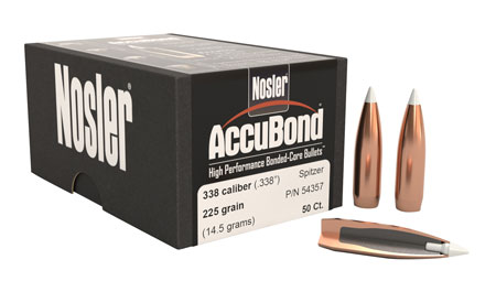 Nosler 54357 AccuBond  338Cal 225gr Spitzer Point 50/Box