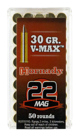 Hornady V-Max 22 WMR 30gr Varmint Express Ammunition 50 Rounds