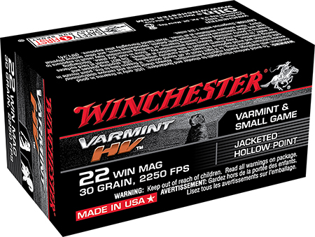 Winchester 22 WMR Varmint HV Ammunition 30gr Jacketed Hollow Point - 50 Rounds