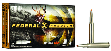Federal Premium 270 Winchester 130gr Trophy Bonded Tip Rifle Ammunition 20 Rounds Per Box