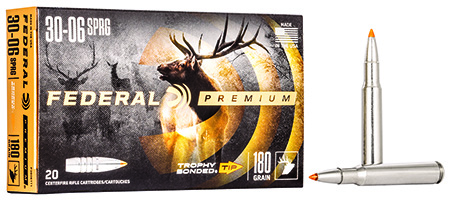 Federal Premium 30-06 Springfield 180gr Trophy Bonded Tip Rifle Ammunition 20 Rounds