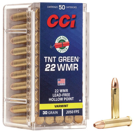 CCI TNT Green 22 Winchester Mag Rimfire (22WMR) 30gr Speer Hollow Point Ammunition 50 Rounds