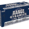 Fiocchi 46EXA Range Dynamics 4.6x30mmH&K 40gr Full Metal Jacket 50 Per Box/20 Case 1 54472
