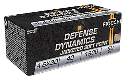 Fiocchi 46EXB Defense Dynamics  4.6x30mmH&K 40gr Jacketed Soft Point 50 Per Box/20 Case